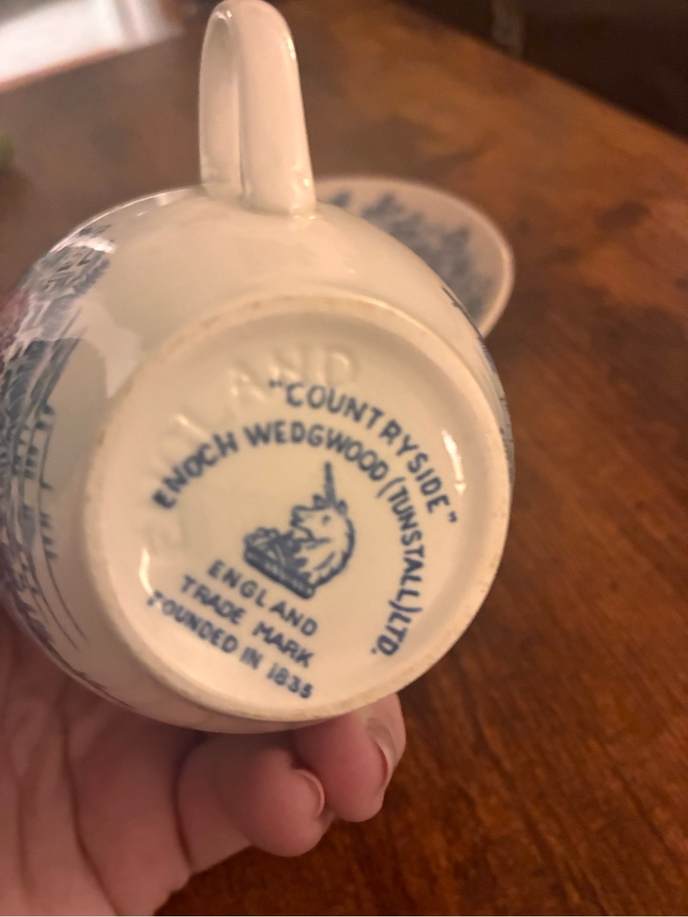 Enoch Wedgwood 'Countryside' Blue & White Creamer